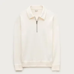 Quarter-zip sweater in milano-stitch cotton