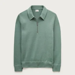 Quarter-zip sweater in milano-stitch cotton