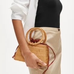 Rattan round-handle bag