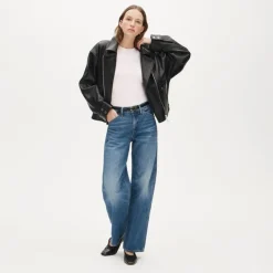 Refined rib elbow-sleeve T-shirt