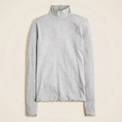 Refined rib lettuce-trim turtleneck