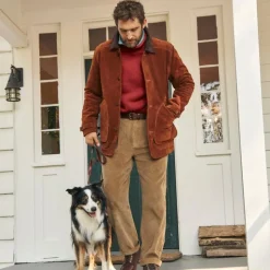 Relaxed double-pleated corduroy pant