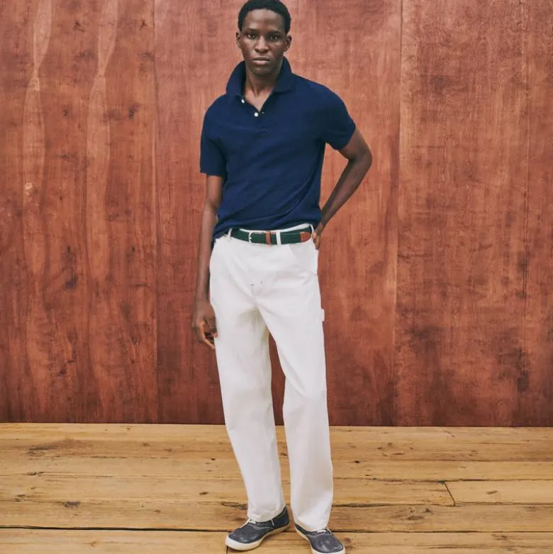 Relaxed-fit carpenter pant in faded stripe