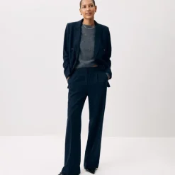 Relaxed-fit pleated pant in pinstriped wool blend