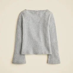 Ribbed boatneck sweater in vintage wool