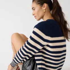 Ribbed cashmere oversized crewneck sweater