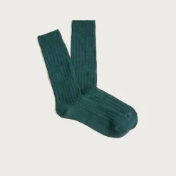 Ribbed cotton-blend socks