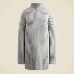 Ribbed turtleneck mini sweater-dress in vintage wool