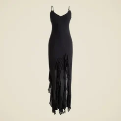 Ruffle slip dress in chiffon