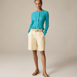 Ruffle-trim cotton gauze cardigan