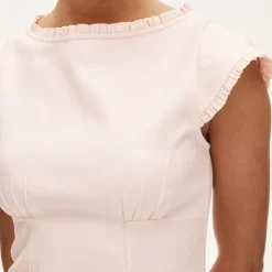 Ruffle-trim dress in Gramercy linen blend