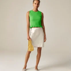 Ruffle-trim shell tank top in premium ultra-fine cotton