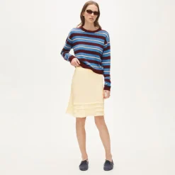 Ruffle-trim slip skirt in crepe de chine