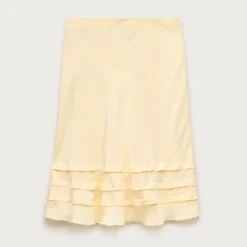 Ruffle-trim slip skirt in crepe de chine