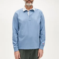 Rugby shirt with striped oxford collar