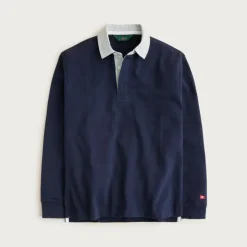 Rugby shirt with striped oxford collar