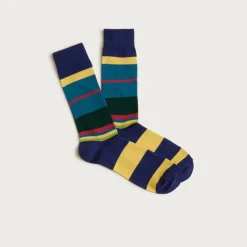 Rugby-stripe cotton-blend socks