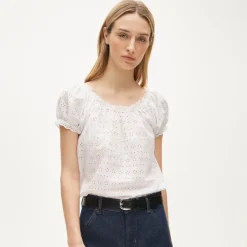 Scallop-trim eyelet top