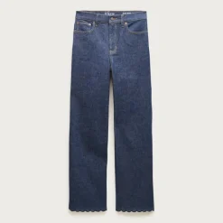 Scallop-trim slim-wide jean