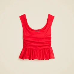 Scoopneck bubble-hem tank top