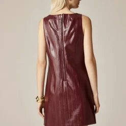 Scoopneck mini dress in faux eel-skin leather
