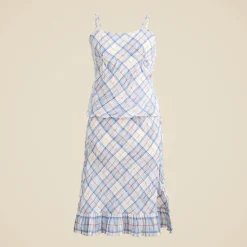 Sheer crinkled camisole and skirt set in plaid