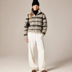 Sherpa fleece zip-up jacket in jacquard