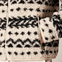 Sherpa fleece zip-up jacket in jacquard