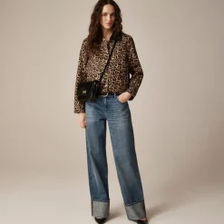 Short Barn Jacket™ in leopard cotton canvas