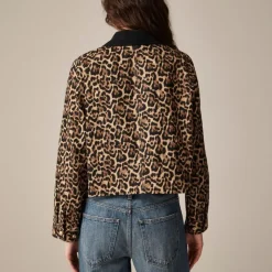 Short Barn Jacket™ in leopard cotton canvas