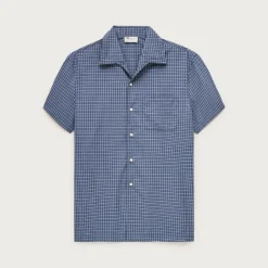 Short-sleeve cotton poplin camp-collar shirt