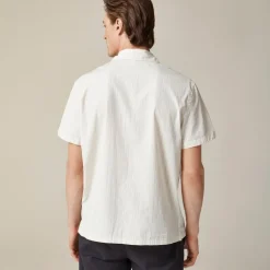 Short-sleeve cotton poplin camp-collar shirt