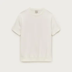 Short-sleeve crewneck sweater in Pima cotton