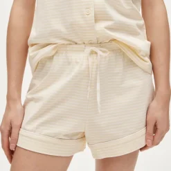 Short-sleeve pajama short set in stripe dreamy cotton blend