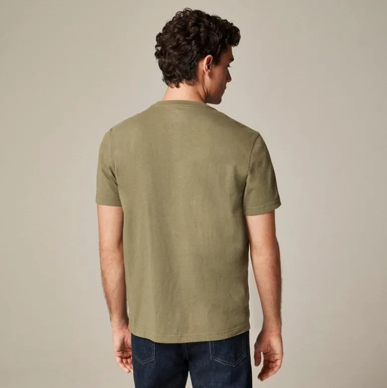 Short-sleeve vintage-wash cotton henley
