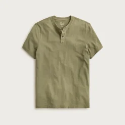 Short-sleeve vintage-wash cotton henley