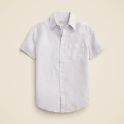 Short-sleeve washed linen shirt