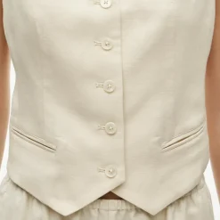 Shrunken V-neck vest top in Gramercy linen blend
