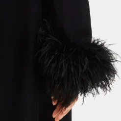 SLEEPER Suzi maxi dress with detachable feather boa
