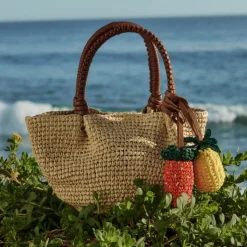 Small handknotted top-handle bag