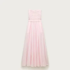 Smocked maxi dress in cotton voile