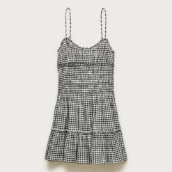 Smocked mini dress in gingham
