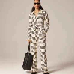 Soft rib wide-leg pant in stripe