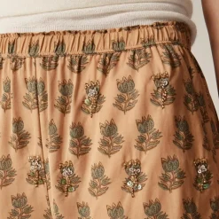Stratus embellished short in tonal tulip block print