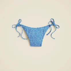 String bikini bottom in floral-stripe print