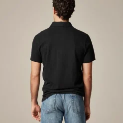 Sueded cotton polo shirt