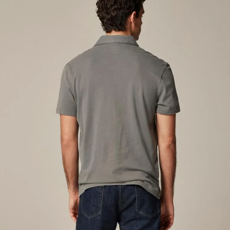 Sueded cotton polo shirt