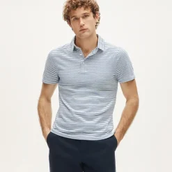 Sueded cotton polo shirt in stripe
