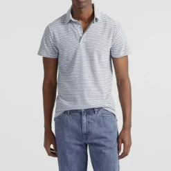 Sueded cotton polo shirt in stripe