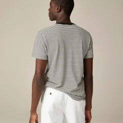 Sueded cotton T-shirt in stripe